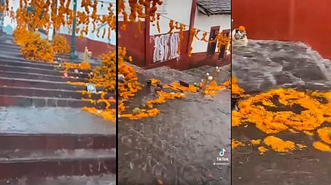 Lluvia "se lleva" altar más grande Michoacán que se ubica en Tacámbaro