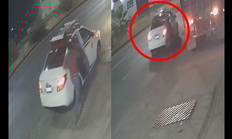 Taxi de la central de Morelia roba maleta a pasajero y lo arrastra