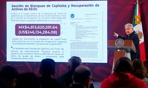 EU devolverá 4.8 mmdp desviados por exfuncionario de Coahuila, anuncia AMLO