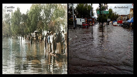 El cause natural del rio chiquito era muy cercano a lo que hoy es Plaza Carrillo, de ahí una explicación a las inundaciones