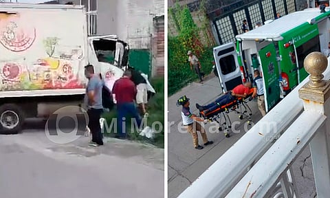 Hombre queda herido tras accidente de camión lechero en Morelia