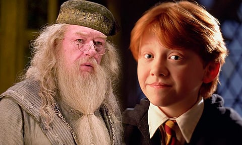 Rupert Grint, Ron en "Harry Potter", se despide de Michael Gambon, el profesor Dumbledore