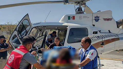 Realizan traslado aéreo de paciente por accidente de tránsito