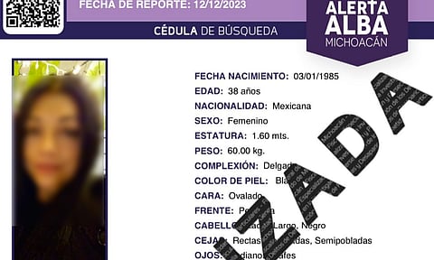 Desactivan Alerta Alba tras localizar a mujer desaparecida en Uruapan