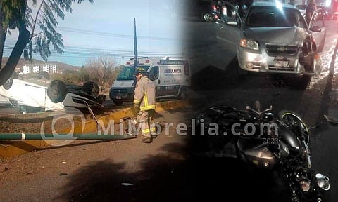 Se registran 3 accidentes vehiculares en Morelia; hay 4 heridos