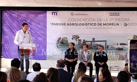 Pone edil de Morelia primera piedra del Parque Agrologístico de Occidente en Capula