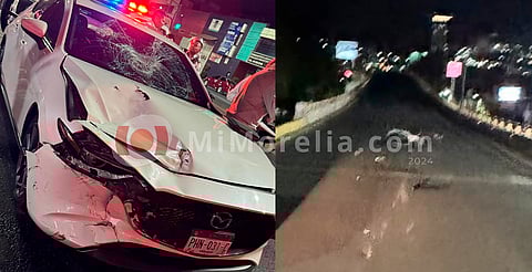 Auto y moto protagonizan choque en la Avenida Acueducto de Morelia; hay 1 herido