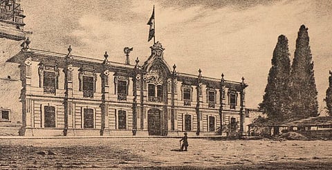 Fachada de la casa de educación anexa a la Academia de Niñas (San Diego). Litografías del periódico La Libertad (1893-1903)