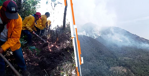 Continúan brigadistas combatiendo incendio forestal en Pátzcuaro
