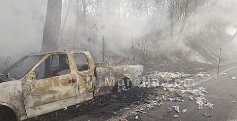 Incendio de camioneta provoca quema forestal en Zinapécuaro, Michoacán