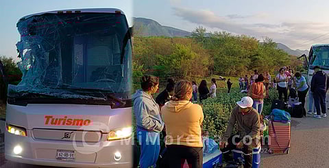 Choque de autobús y tráiler en la Siglo XXI deja siete heridos; dos son menores