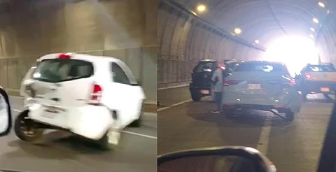 Choque múltiple en túnel de salida a Charo genera caos vial