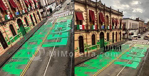 Avenida Madero amanece con un "aborto legal" gigante; feministas marcharán este sábado