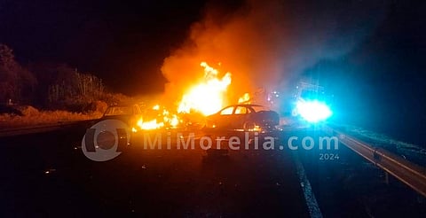 Se registra choque múltiple e incendio de vehículos en la autopista México-Guadalajara