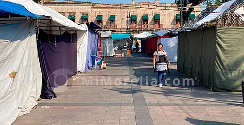 Morelia: levanta FNLS plantón de plaza Melchor Ocampo tras más de 30 días