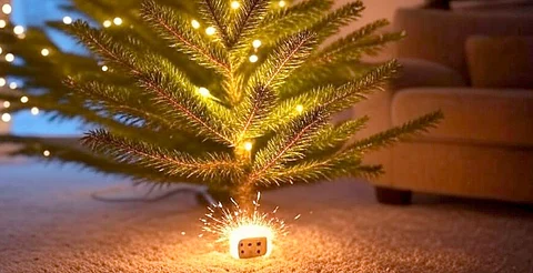 Evita incendios revisando las luces del árbol de Navidad