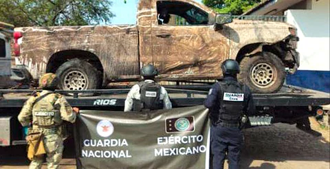 SSP y fuerzas federales aseguran camioneta robada y fusil