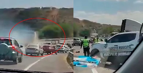 Tráiler embiste patrulla y autos en la Morelia-Salamanca, revelan video