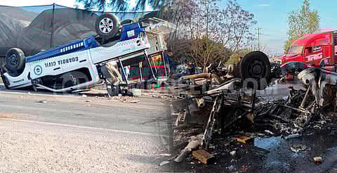 Manifestación termina con patrulla volcada y quemada, en Jacona