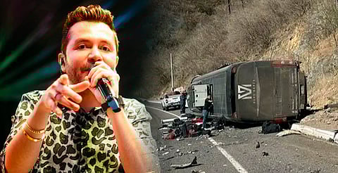 Vuelca autobús del cantante Memo Garza