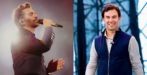 Alejandro Fernández hace broma a Checo Pérez, durante su concierto