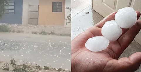 Graniza fuerte en primavera en algunas partes de Nuevo León