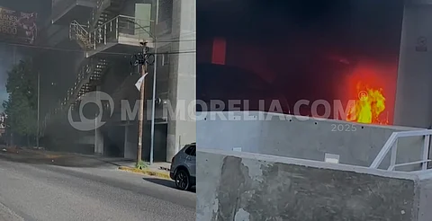 Se incendia camioneta en estacionamiento de gimnasio en Altozano