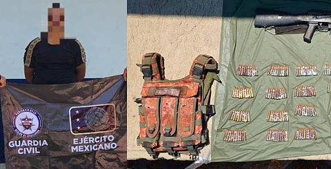 SSP y Defensa detienen a un hombre y aseguran armamento en Apatzingán