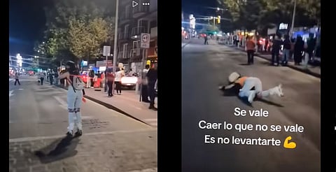 Patinadora cae por bache en Zitácuaro y el video se vuelve viral