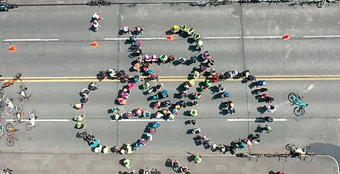 Morelia celebra el Día Mundial de la Bicicleta con Bici Monumental Humana
