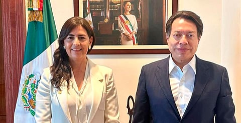 Gaby Molina y Mario Delgado fortalecen coordinación a favor de la educación
