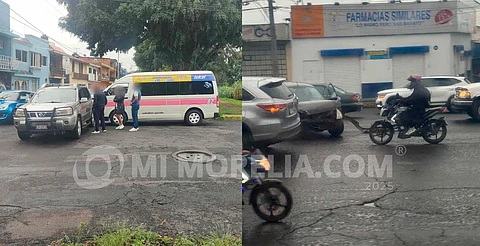 Combi Rosa, moto y auto se accidentan en distintos puntos este miércoles en Morelia