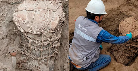Hallan momia de más de mil años durante obras de gas en Lima