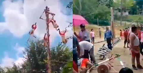 Cinco voladores de Papantla caen desde 10 metros; están delicados