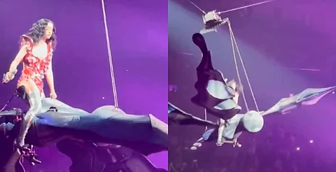 ¡Un bolillo! Katy Perry vive susto tras falla en el aire durante concierto en EU