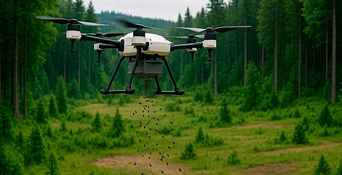 Inicia dispersión con drones de más de 200 mil semillas para reforestar bosques de Michoacán