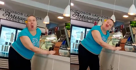 Turista extranjera insulta y hace muecas a empleados en heladería de CDMX
