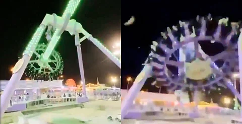 VIDEO: juego tipo "júpiter" se desploma en pleno giro y deja más de 20 heridos, en Arabia Saudita