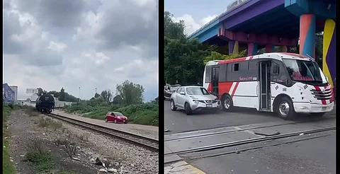 VIDEO: chocan por intentar ganarle el paso al tren en Morelia