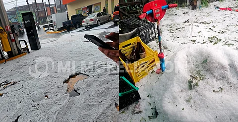 Granizada pinta de blanco a Tancítaro; sólo daños menores en lonas y carpas