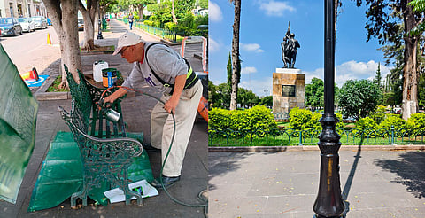 Restauran bancas, esculturas y jardines de Plaza a los Niños Héroes