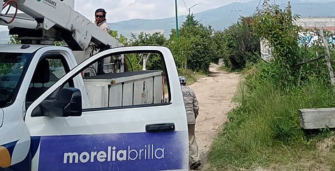 Gobierno de Morelia interviene luminarias en tenencia Santiago Undameo