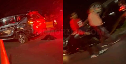 Volcadura sobre el Libramiento de Morelia deja dos vehículos siniestrados