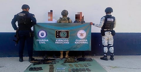 Dentro del Plan Paricutín, SSP y Defensa detienen a 2 en posesión de armas largas en Apatzingán