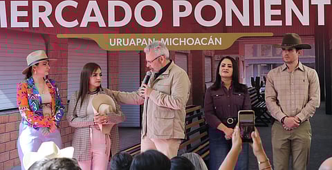 ¡En su primer acto público! Grecia Quiroz y Bedolla inauguran juntos Mercado Poniente en Uruapan