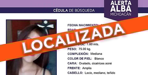 Encuentran en Morelia a joven desaparecida desde septiembre