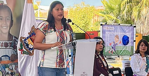 La senadora de la república Celeste Ascencio respalda fortalecimiento de la educación indígena en Michoacán