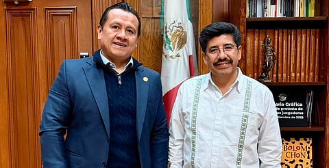 Torres Piña se reúne con Hugo Aguilar, ministro presidente de la SCJN; busca certificar personal ministerial