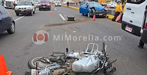 Motociclista muere tras choque en la Morelia-Pátzcuaro; hay una mujer lesionada