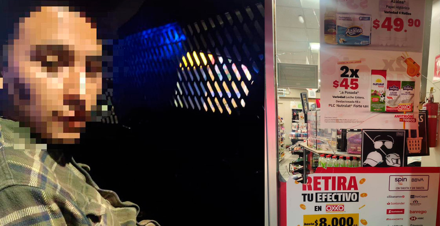 Agresivo hombre rompe cristal en Oxxo de Morelia y es detenido